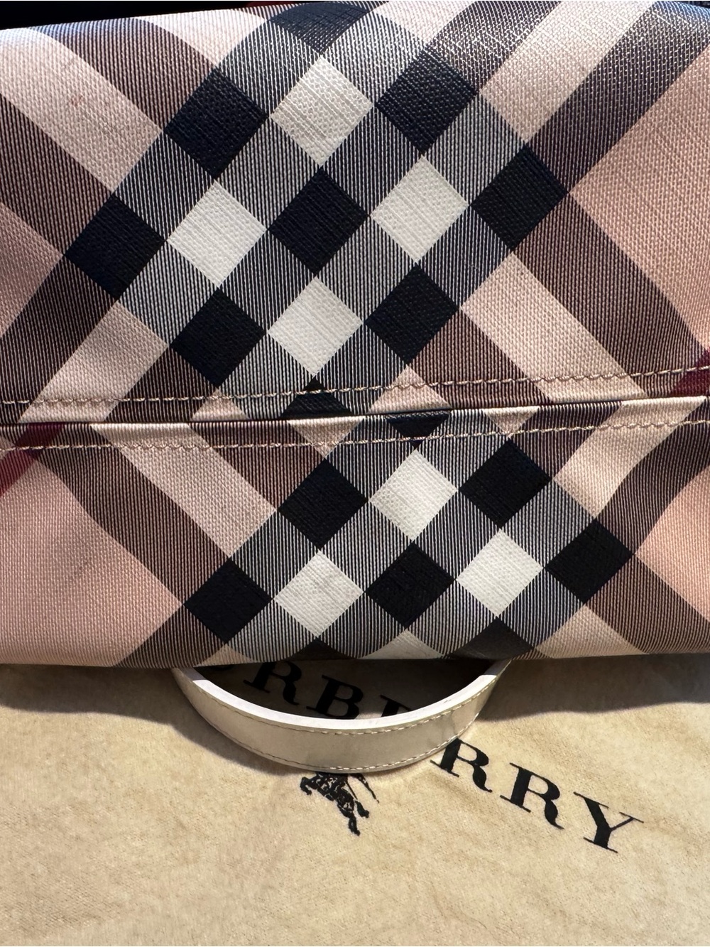 Burberry Haymarket Check Tote with Leather Trim & Dust Bag - Picture 5 of 12